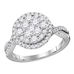 Diamond Cluster Bridal Wedding Engagement Ring 1.00 Cttw 14kt White Gold