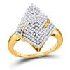 Image 1 : Diamond Pointed Oval Arched Cluster Ring 1/2 Cttw 10kt Yellow Gold