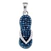 Blue Color Enhanced Diamond Flip Flop Sandal Nautical Shoe Pendant 1/3 Cttw 10k White Gold