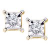 Image 1 : Diamond Solitaire Square Stud Earrings 1/20 Cttw 10kt Yellow Gold