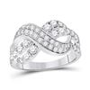 Image 1 : Round Pave-set Diamond Infinity Crossover Band 1-1/2 Cttw 14kt White Gold