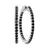 Image 1 : Round Pave-set Black Sapphire Inside Outside Hoop Earrings 3-3/4 Cttw 14kt White Gold
