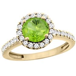 1.13 CTW Peridot & Diamond Ring 10K Yellow Gold - REF-54W3F