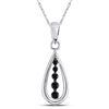 Image 1 : Round Black Color Enhanced Diamond Teardrop Pendant 1/8 Cttw 10kt White Gold