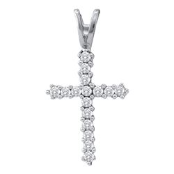Diamond Roman Cross Religious Pendant 1/4 Cttw 10kt White Gold