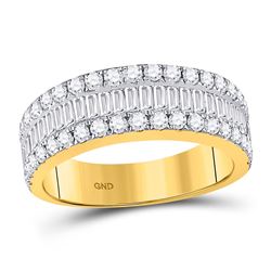 Baguette Diamond Fashion Anniversary Ring 1-1/2 Cttw 14kt Yellow Gold