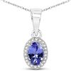 Image 1 : 0.48 ctw Tanzanite & Diamond Pendant 14K White Gold - REF-27M2R