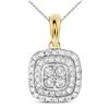 Image 1 : Diamond Cushion Cluster Pendant 1/3 Cttw 14kt Yellow Gold