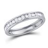 Image 1 : Round Baguette Diamond Channel-set Wedding Band 1/4 Cttw 14kt White Gold