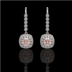 4.3 ctw Certified Morganite & Diamond Victorian Earrings 14K White Gold