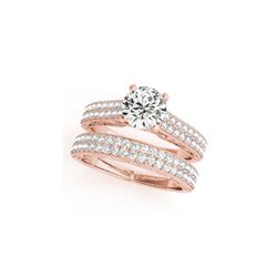 1.76 ctw Certified VS/SI Diamond Pave 2pc Set Ring Wedding 14K Rose Gold