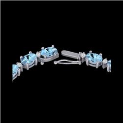 37.5 ctw Aquamarine & VS/SI Diamond Eternity Necklace 10K White Gold