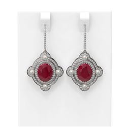 9.96 ctw Ruby & Diamond Earrings 18K White Gold