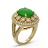 Image 2 : 5.66 ctw Jade & Diamond Victorian Ring 14K Yellow Gold