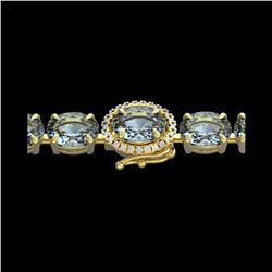 36 ctw Sky Blue Topaz & VS/SI Diamond Micro Bracelet 14K Yellow Gold