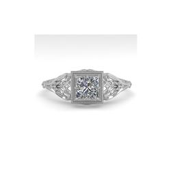 .50 ctw VS/SI Princess Diamond Engagement Ring Art Deco 18K White Gold
