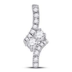 14kt White Gold Round Diamond Bypass 2-stone Pendant 1/4 Cttw