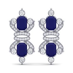 27.36 ctw Sapphire & VS Diamond Earrings 18K White Gold