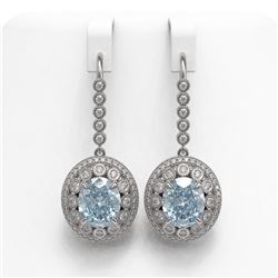 13.62 ctw Aquamarine & Diamond Victorian Earrings 14K White Gold