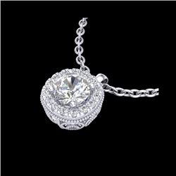 1.1 ctw VS/SI Diamond Solitaire Art Deco Stud Necklace 18K White Gold