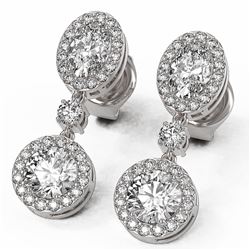 3 ctw Oval Cut Diamond Designer Earrings 18K White Gold