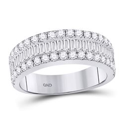 14kt White Gold Baguette Diamond Anniversary Band Ring 1-1/2 Cttw