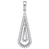 Image 1 : 10kt White Gold Round Diamond Nested Teardrop Dangle Pendant 1/4 Cttw