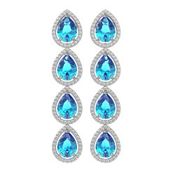 10.8 ctw Swiss Topaz & Diamond Micro Pave Halo Earrings 10K White Gold