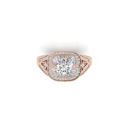 1.95 ctw Certified VS/SI Diamond Art Deco Micro Ring 18K Rose Gold