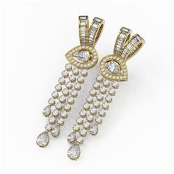 14.64 ctw Pear Diamond Designer Earrings 18K Yellow Gold