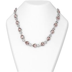 63.23 ctw Morganite & Diamond Necklace 18K White Gold