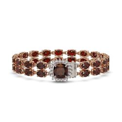 30.98 ctw Garnet & Diamond Bracelet 14K Rose Gold