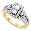 Image 1 : 14kt Yellow Gold Baguette Diamond Rectangle Frame Cluster Ring 1.00 Cttw