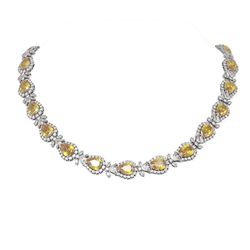 73.15 ctw Citrine & Diamond Necklace 18K White Gold