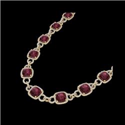 66 ctw Garnet & Micro VS/SI Diamond Eternity Necklace 14K Yellow Gold