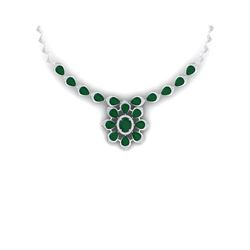 30.70 ctw Emerald & VS Diamond Necklace 18K White Gold