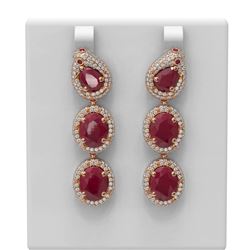 21.3 ctw Ruby & Diamond Earrings 18K Rose Gold