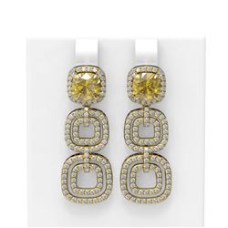 5.73 ctw Canary Citrine & Diamond Earrings 18K Yellow Gold
