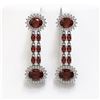 Image 1 : 11.7 ctw Garnet & Diamond Earrings 14K White Gold