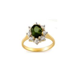 2.50 ctw Green Tourmaline & Diamond Ring 14K Yellow Gold