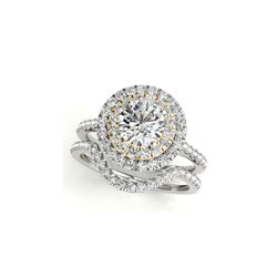 1.45 ctw Certified VS/SI Diamond 2pc Set Ring Solitaire Halo 14K White & Yellow Gold