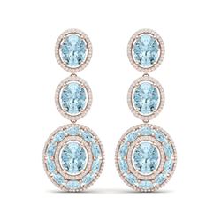 34.52 ctw Sky Topaz & VS Diamond Earrings 18K Rose Gold