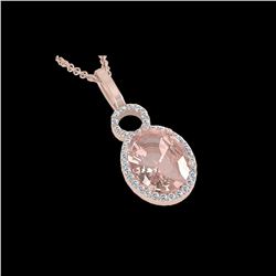 3.50 ctw Morganite & Micro VS/SI Diamond Necklace 14K Rose Gold