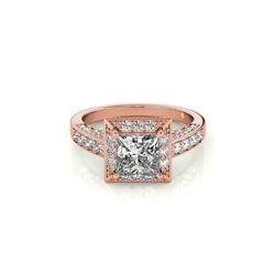 2.1 ctw Certified VS/SI Princess Diamond Halo Ring 18K Rose Gold