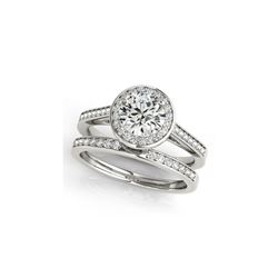 0.86 ctw Certified VS/SI Diamond 2pc Wedding Set Halo 14K White Gold