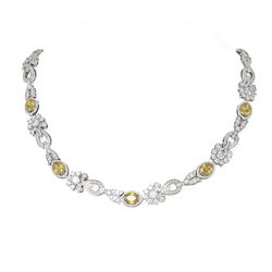 35.38 ctw Citrine & Diamond Necklace 18K White Gold