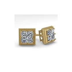 2 ctw VS/SI Princess Diamond Stud Earrings 18K Yellow Gold