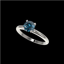1 ctw Certified Intense Blue Diamond Engagement Ring 10K White Gold