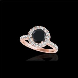 1.75 ctw Certified VS Black Diamond Solitaire Halo Ring 10K Rose Gold