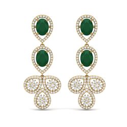 9.75 ctw Emerald & VS Diamond Earrings 18K Yellow Gold